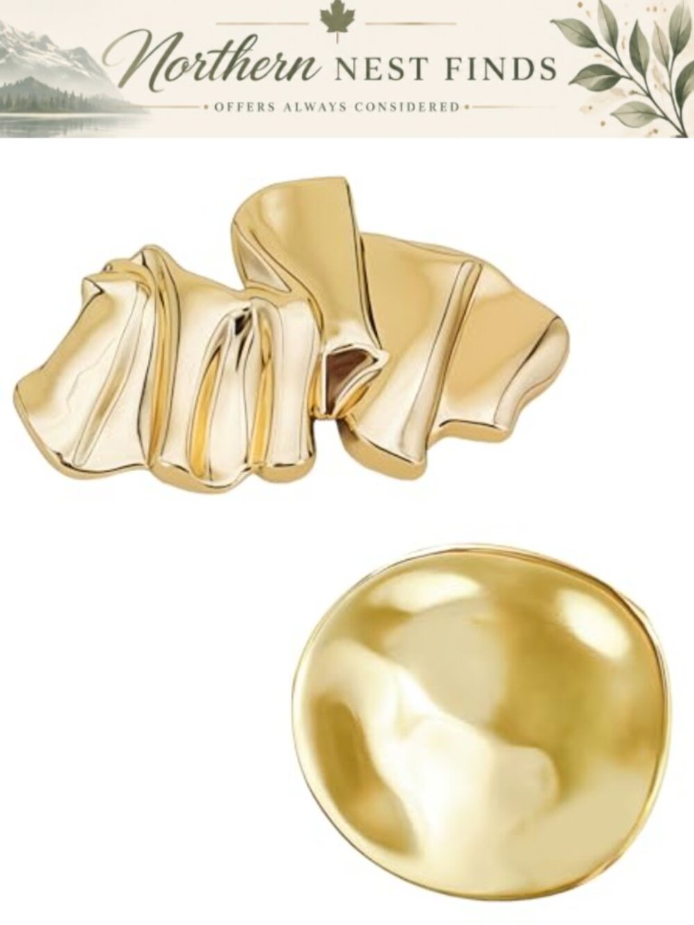 Gold Plated Metal Brooch Pins Irregular Shaped Women Fashion Jewelry Accessories